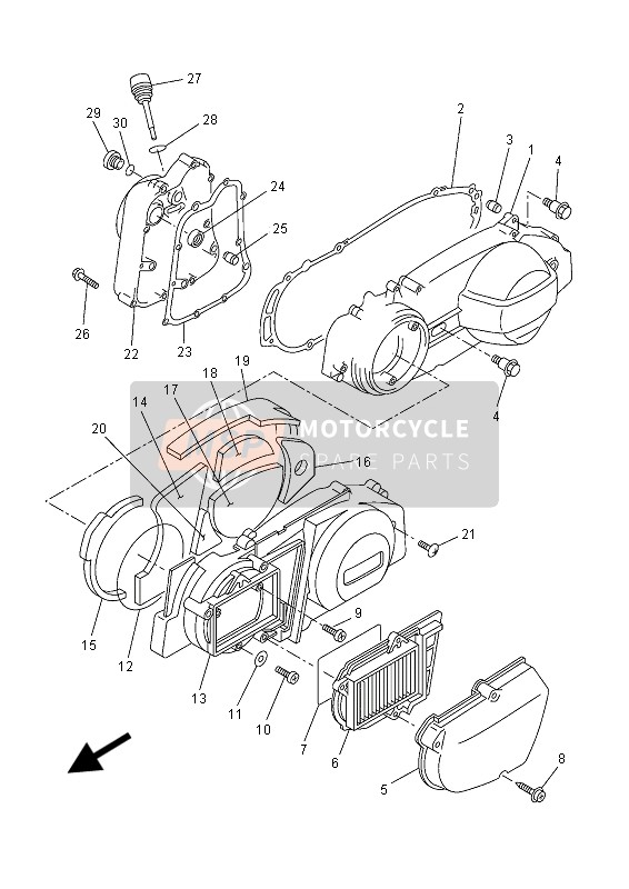 Yamaha YP250R (MBL2) 2015 Crankcase Cover 1 for a 2015 Yamaha YP250R (MBL2)